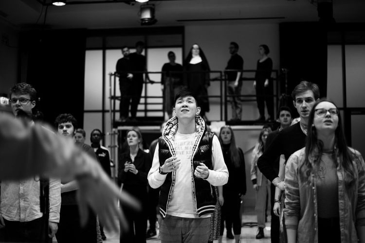 Opera chorus in a rehearsal